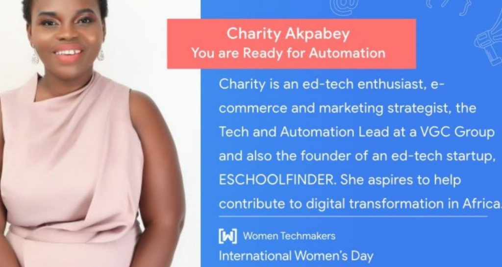 Charity Akpabey at the Women Techmakers West Africa event