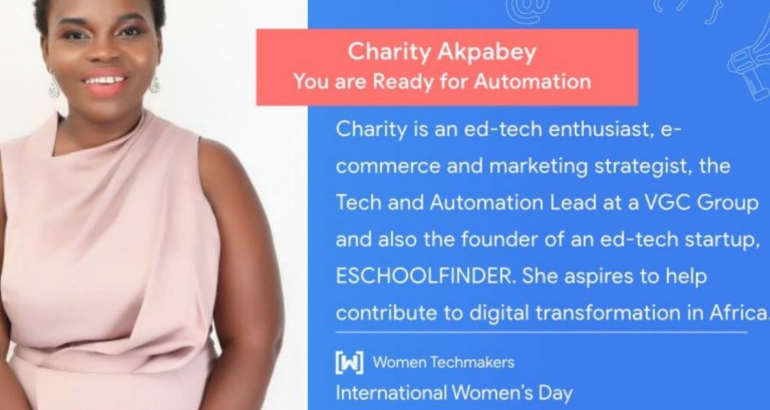 Charity Akpabey at the Women Techmakers West Africa event